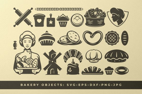 Bakery and Food Silhouettes for Creative Crafts
