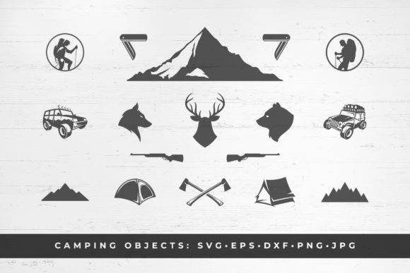 Camping and Mountains Vector Graphics