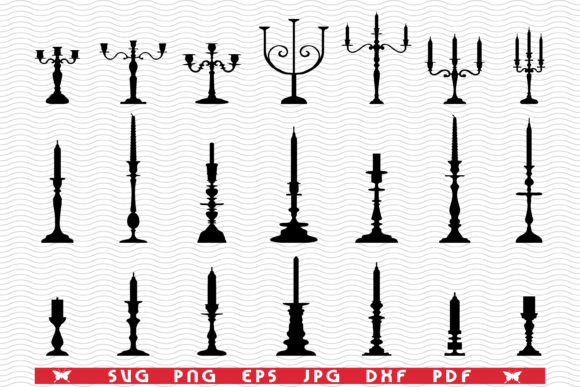 Candlesticks, Black Silhouette Graphics