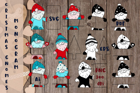 Christmas Gnomes Monogram Graphics