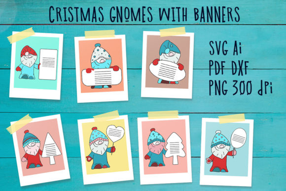 Christmas Gnomes with Banners Graphics