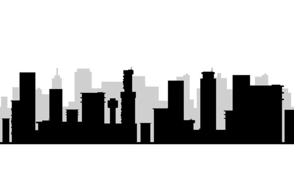 Cityscape Black Silhouette Seamless Graphics