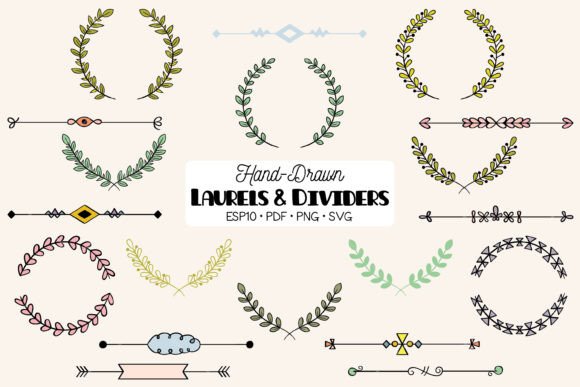 Color Laurels Divider Border, Wreath Graphics