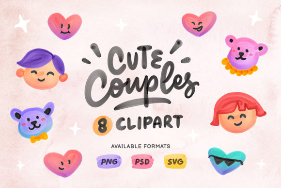 Cute Couples Clipart Illustrations