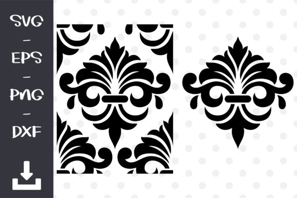 Damask for Wall Stencil Vector