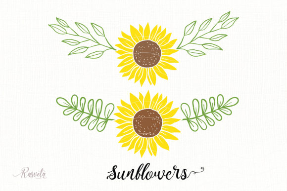 Divider Doodle Sunflower with Leaves