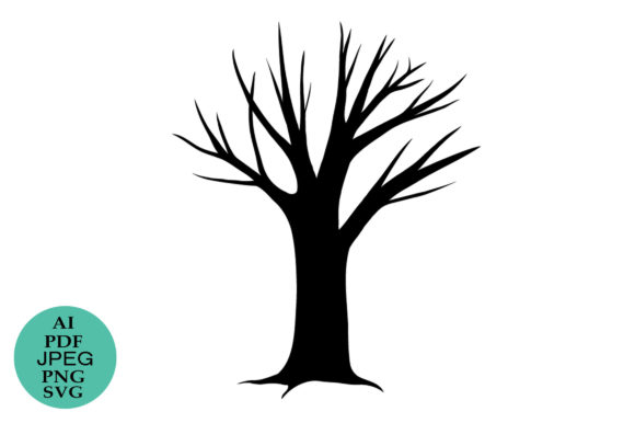 Halloween Tree Silhouette Vector – Graphics and Illustrations