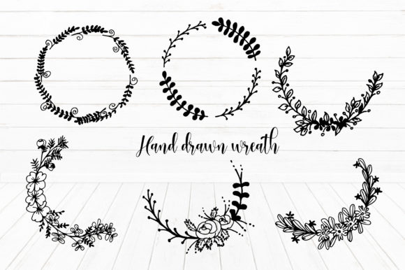 Hand Draw Flower Wreath Elements Graphics