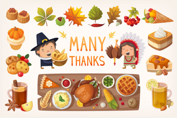 Thanksgiving Day Elements Graphics & Illustrations