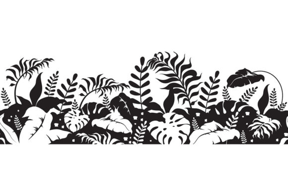 Tropical Plants Black Silhouette Graphics