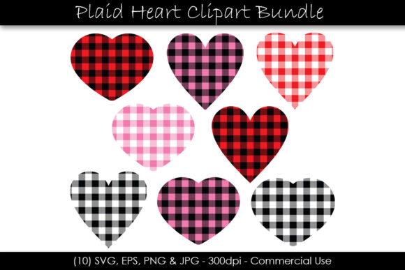 Valentine's Day Buffalo Plaid Hearts Graphics