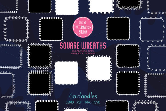 White Square Wreaths Frames, Borders